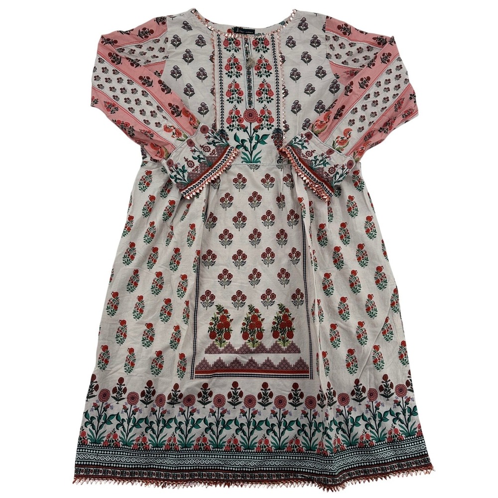 J. Pret Traditional Pakistan Floral Print Festival Play Tunic Kurti Dress XL